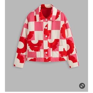 Cider Red and White Floral Puffer Jacket